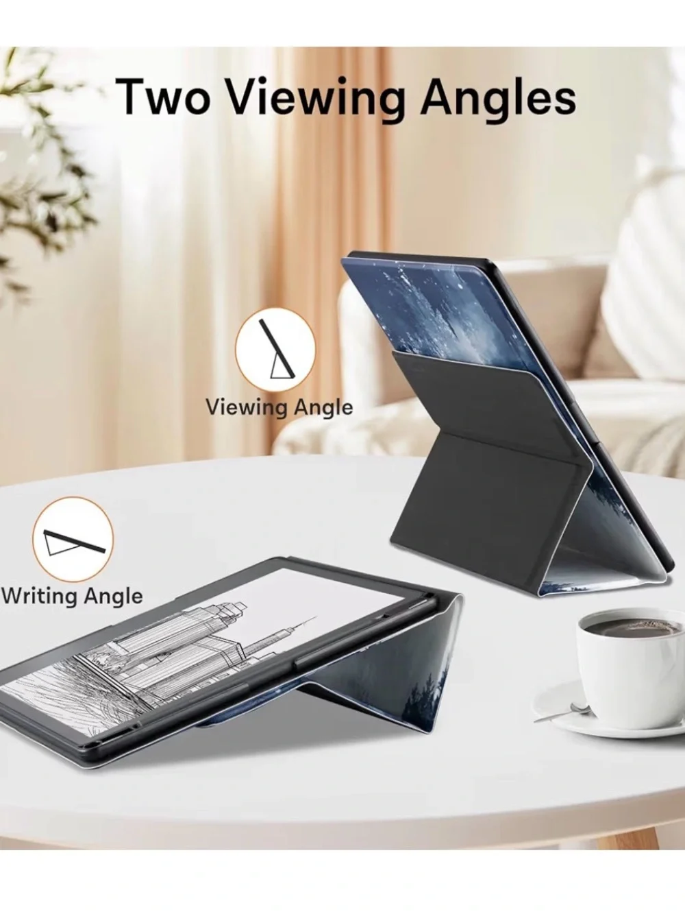 Stand Case for Kindle Scribe - Premium Folio Leather Cover with Pen Holder